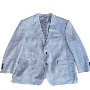 Oak Hill Blazer Mens 2XL( 50R-52R) Light Blue Sportcoat Plaid Preppy Jacket